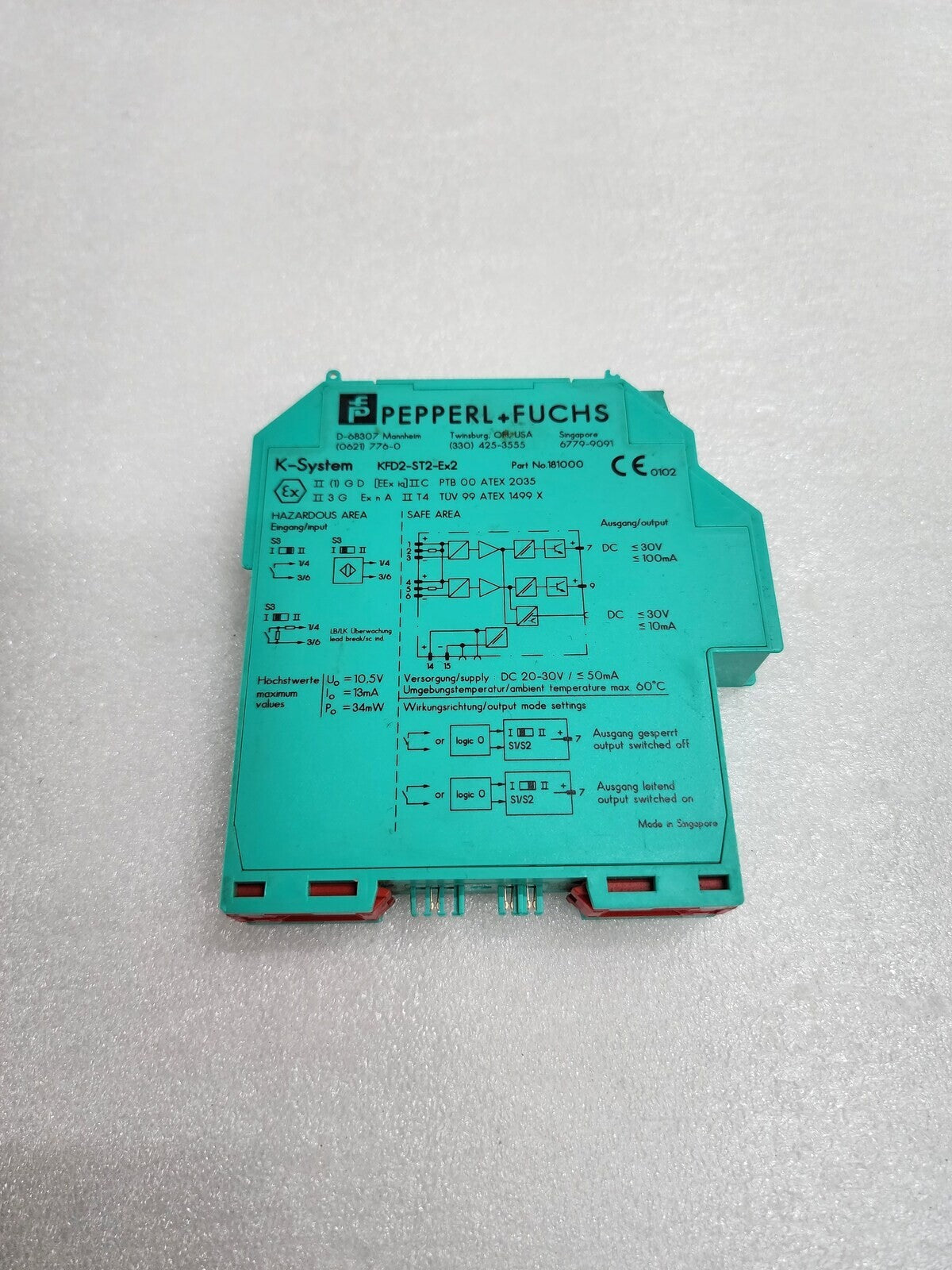 PEPPERL + FUCHS KFD2-ST2-EX2 SWITCH AMPLIFIER 181000