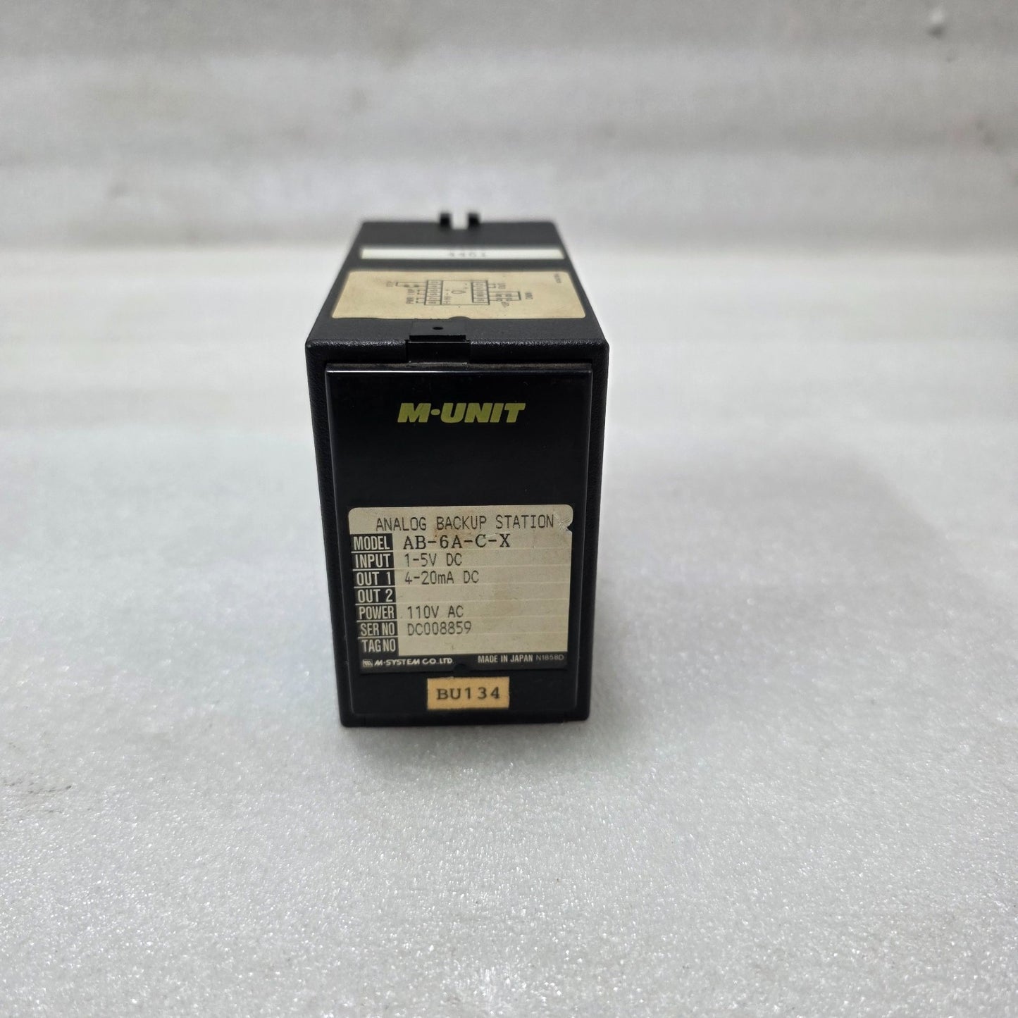 M-SYSTEM AB-6A-C-X ANALOG BACKUP STATION SIGNAL CONVERTER 1–5V TO 4–20MA 110V AC