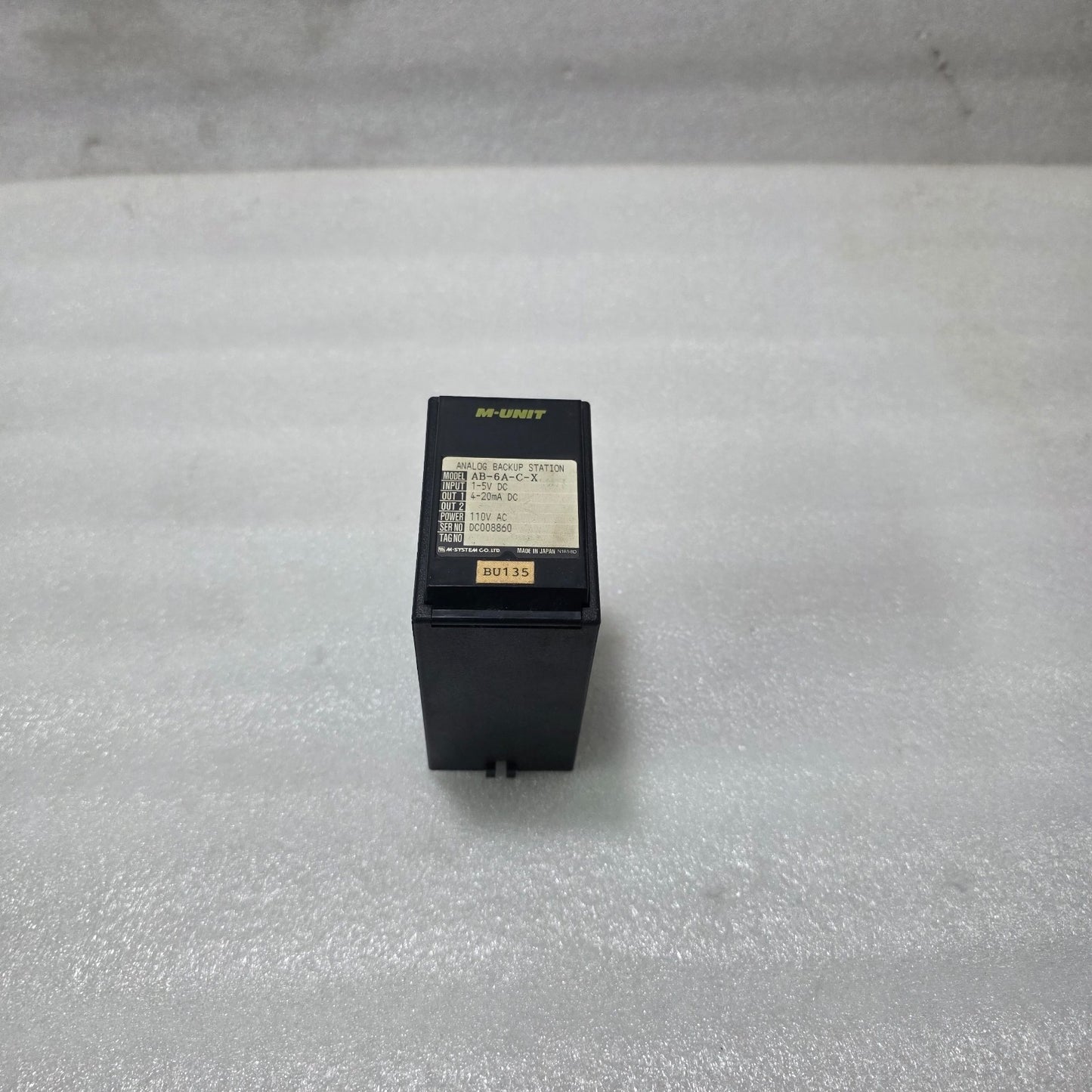 M-SYSTEM AB-6A-C-X ANALOG BACKUP STATION SIGNAL CONVERTER 1–5V TO 4–20MA 110V AC
