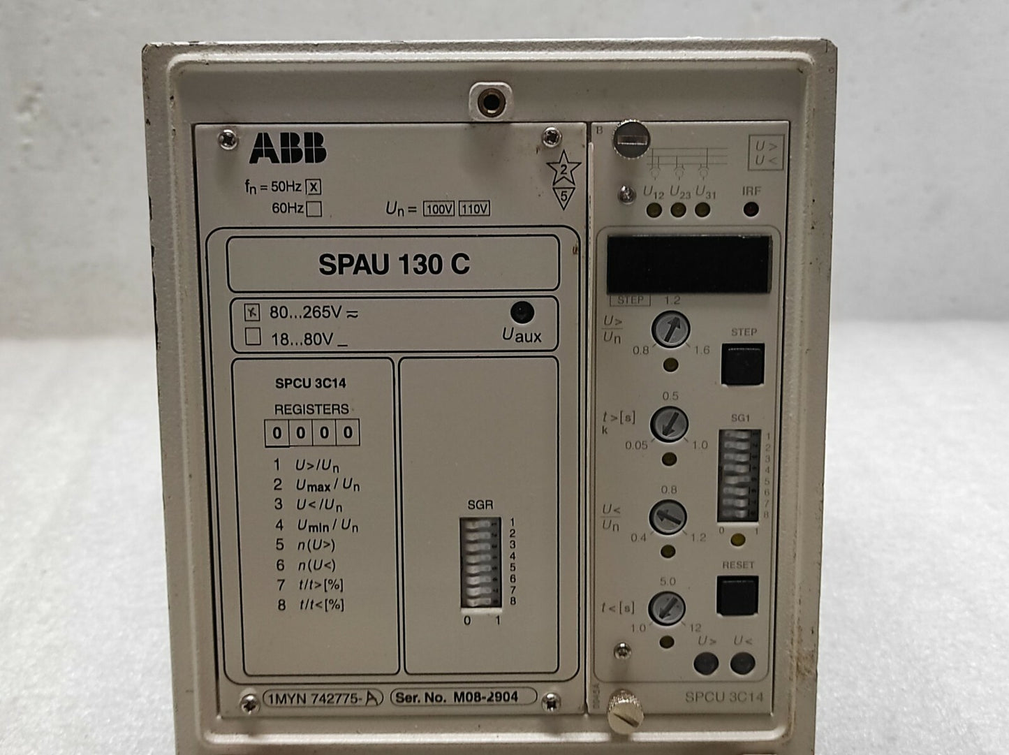 ABB SPAU 130  C 3-PHASE VOLTAGE RELAY 1MYN 742775-A