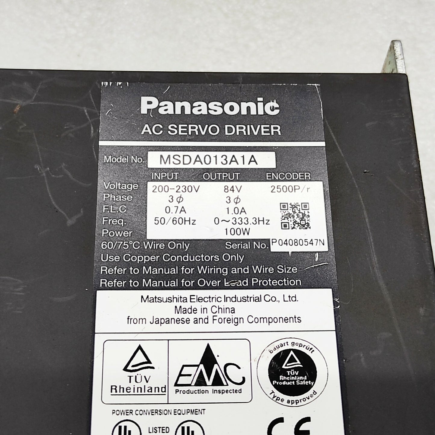 PANASONIC MSDA013A1A AC SERVO DRIVE