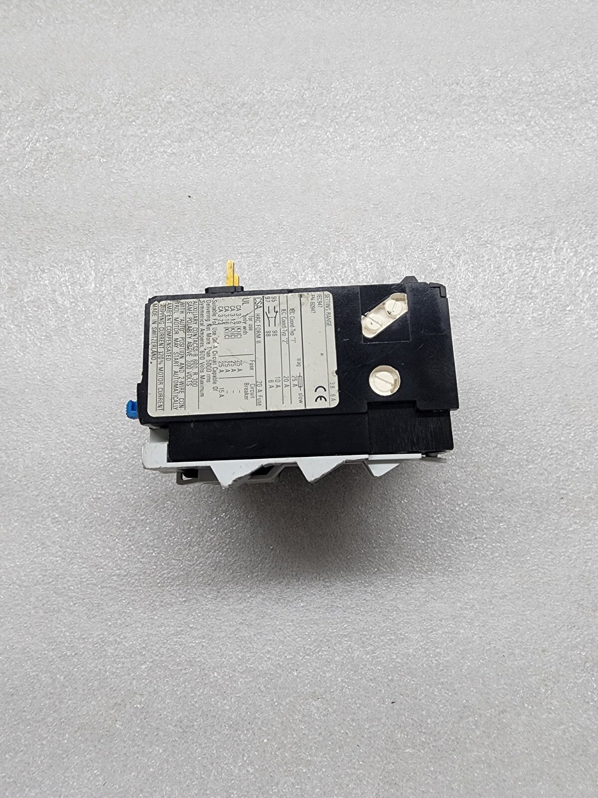 SPRECHER + SCHUH CT 3-12 THERMAL OVERLOAD RELAY 3.8-6A