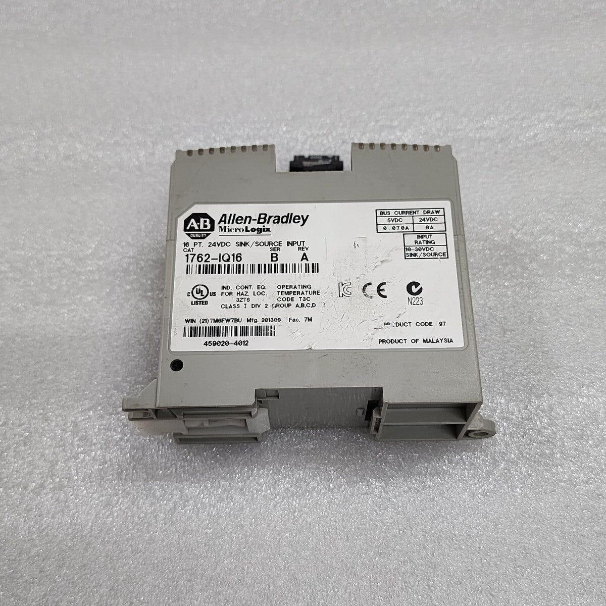 ALLEN BRADLEY CAT 1762-IQ16 SER B 16 PT INPUT MODULE