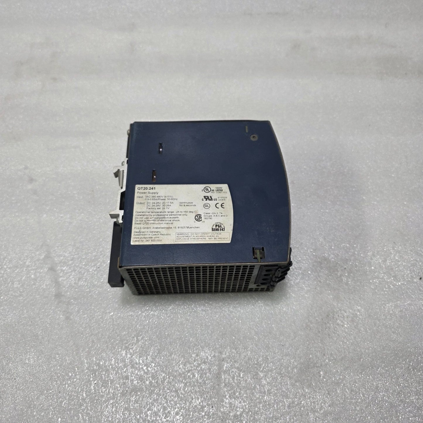 PULS QT20.241 INDUSTRIAL POWER SUPPLY – 3-PHASE 380-480V AC TO 24V DC 20A DIN RA