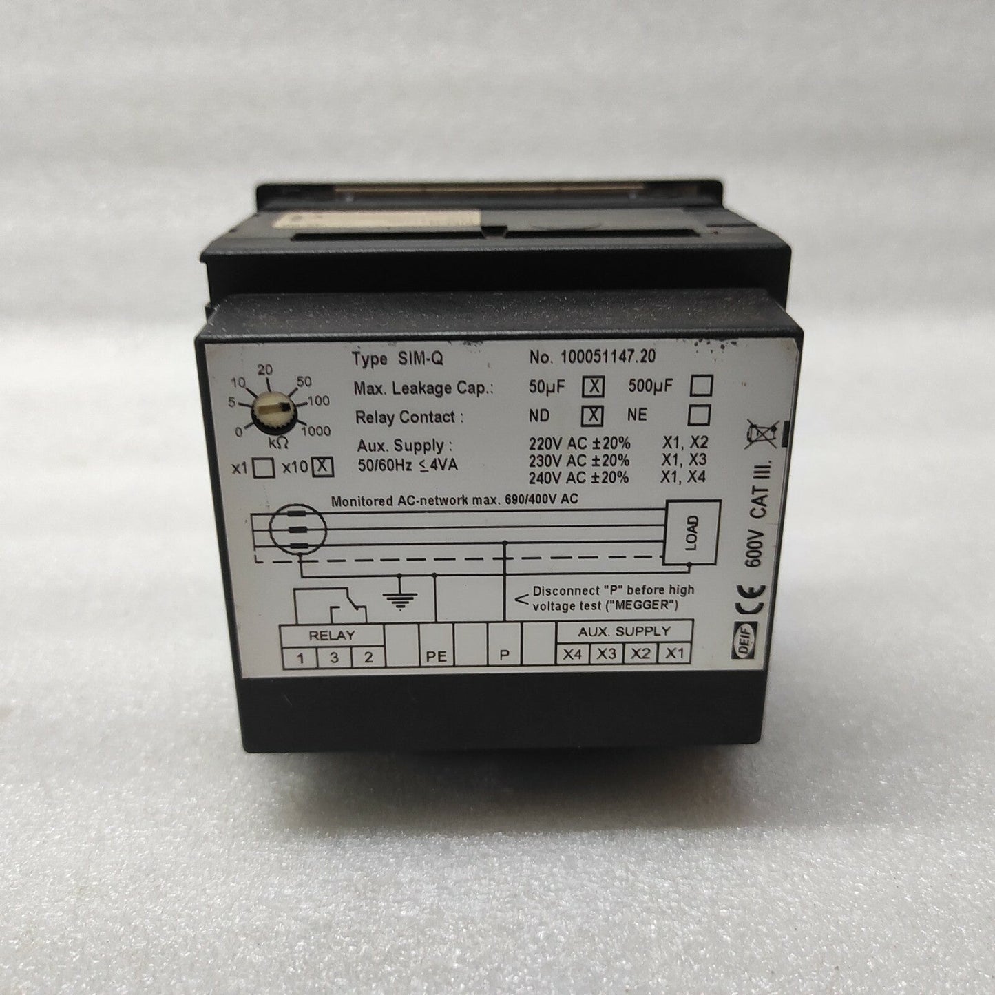 DEIF SIM-Q AC NETWORK INSULATION MONITOR 100051147.20 220-240V