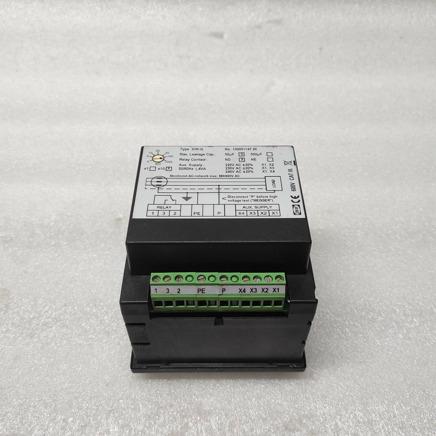 DEIF SIM-Q AC NETWORK INSULATION MONITOR 100051147.20 220-240V