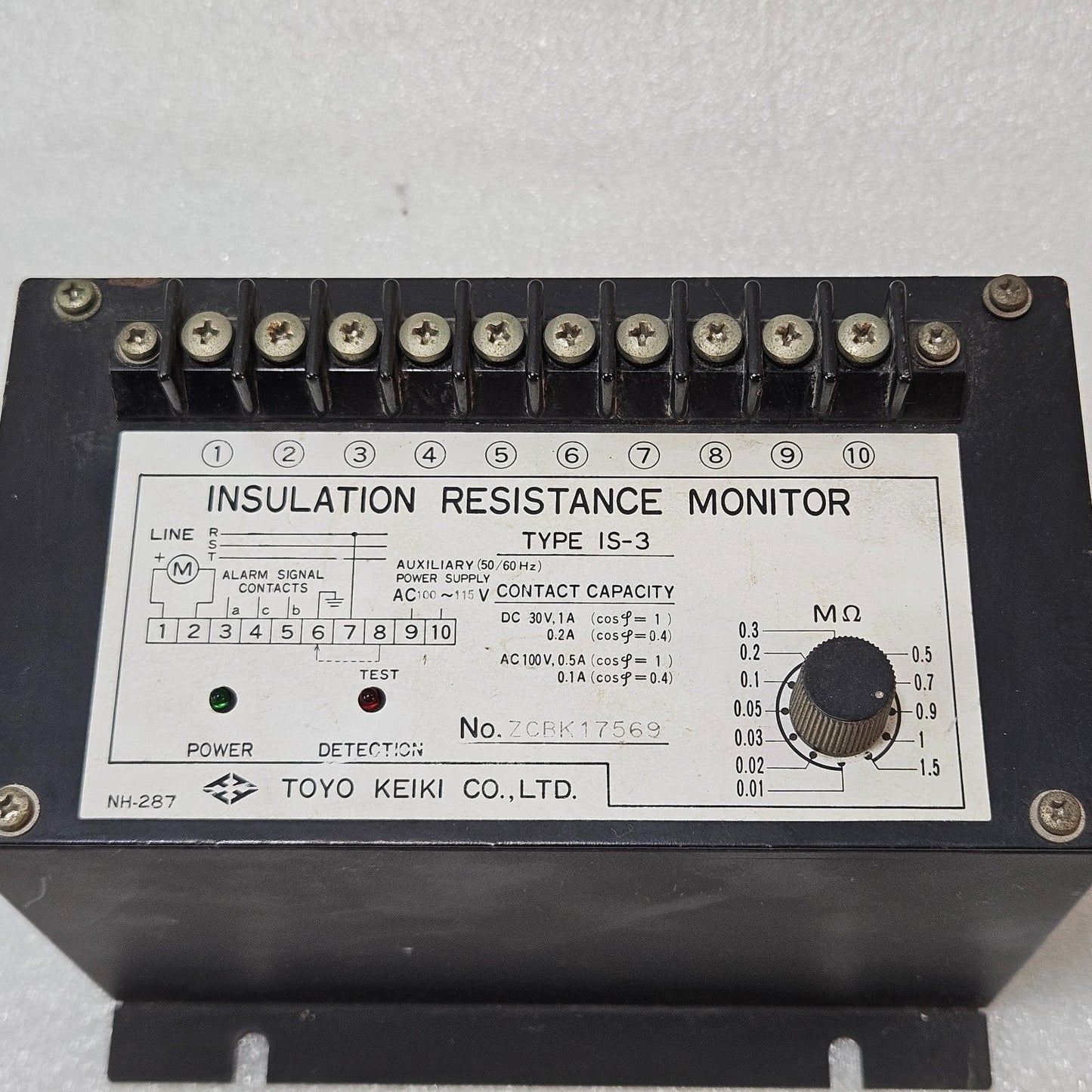 TOYO KEIKI IS-3 INSULATION RESISTANCE MONITOR | ADJUSTABLE 0.01–1.5 MΩ