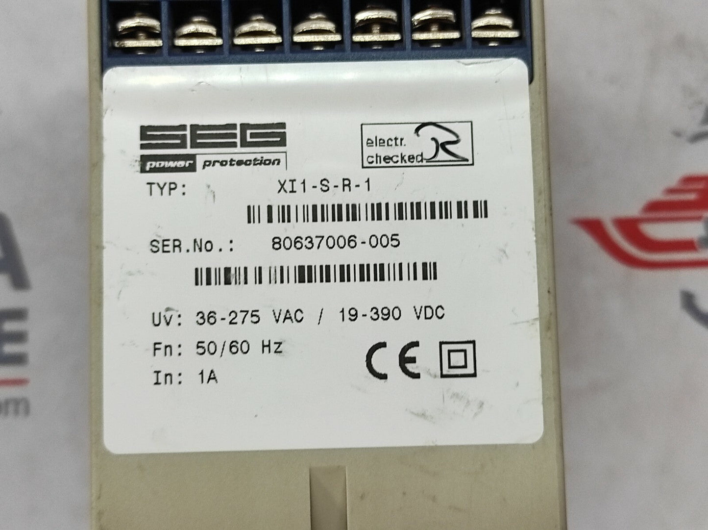 SEG XI1-S-R-1 EARTH FAULT RELAY 36-275 VAC/19-390 VDC XISR1