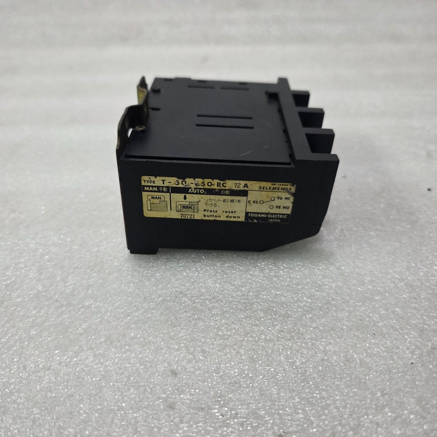 TOGAMI ELECTRIC T-50-S50 RC 72A THERMAL OVERLOAD RELAY 2 ELEMENT MOTOR PROTECTIO