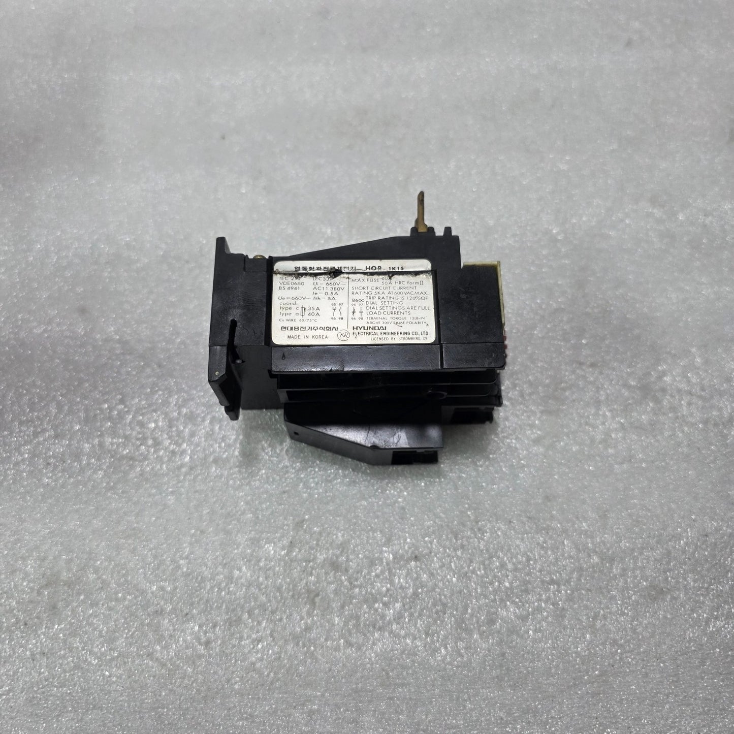 HYUNDAI HOR 1K 15 / HOR 1K15 THERMAL OVERLOAD RELAY 11A – 15A 1NO+1NC Up to 660V