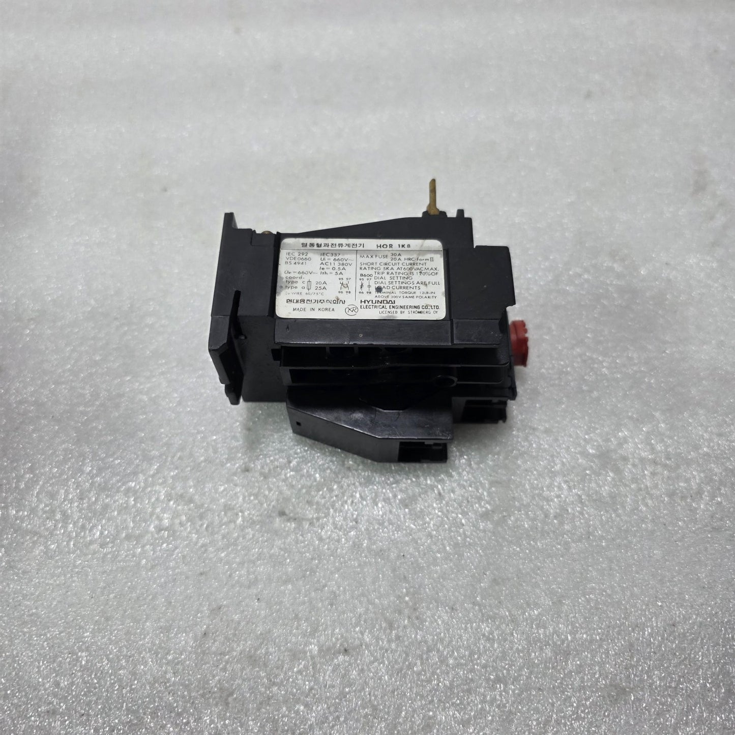 HYUNDAI HOR 1K 8 / HOR 1K8 THERMAL OVERLOAD RELAY 5A – 8A 1NO+1NC Up to 660V AC