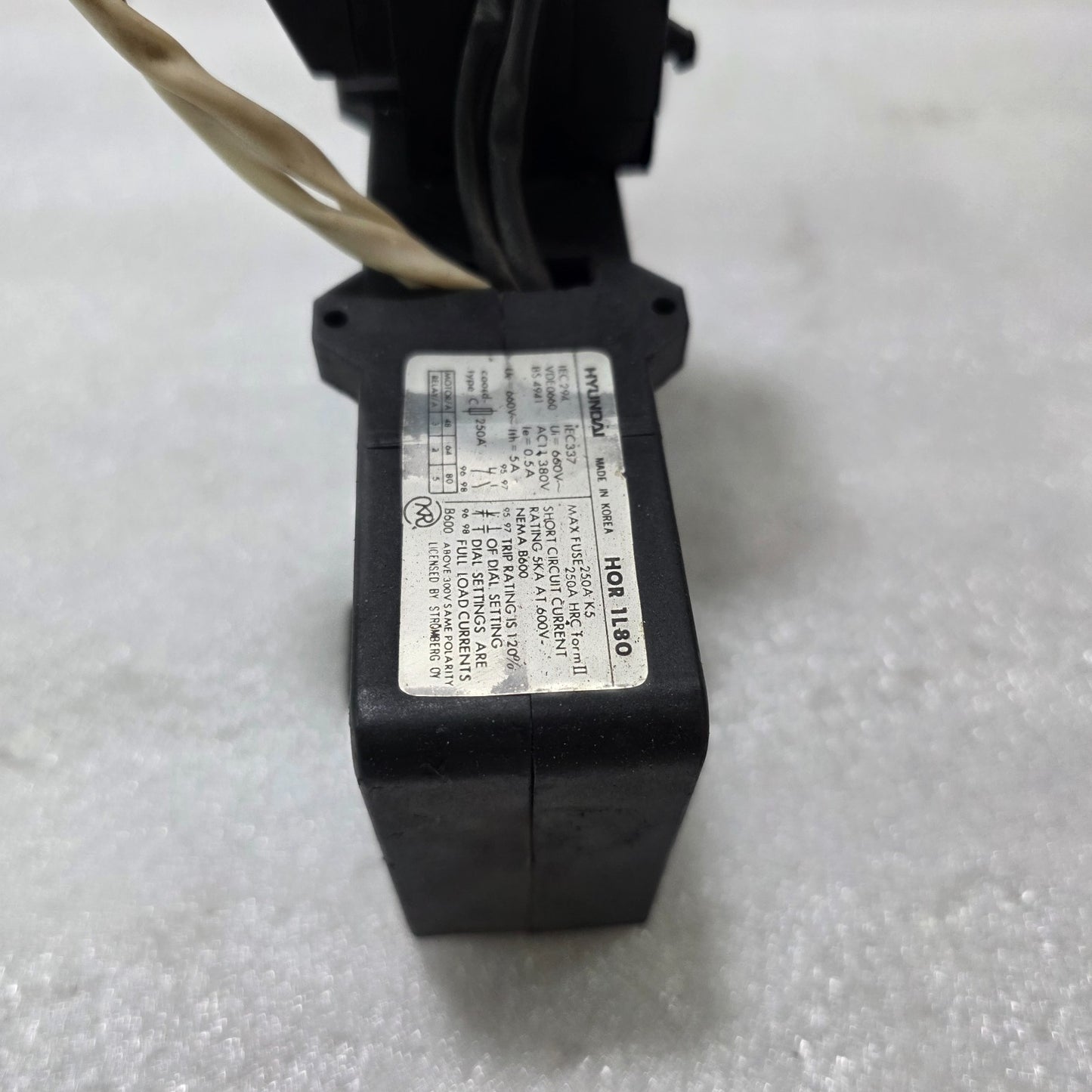 HYUNDAI HOR 1L80 THERMAL OVERLOAD RELAY WITH CT BLOCK 40A – 80A (via CT block)