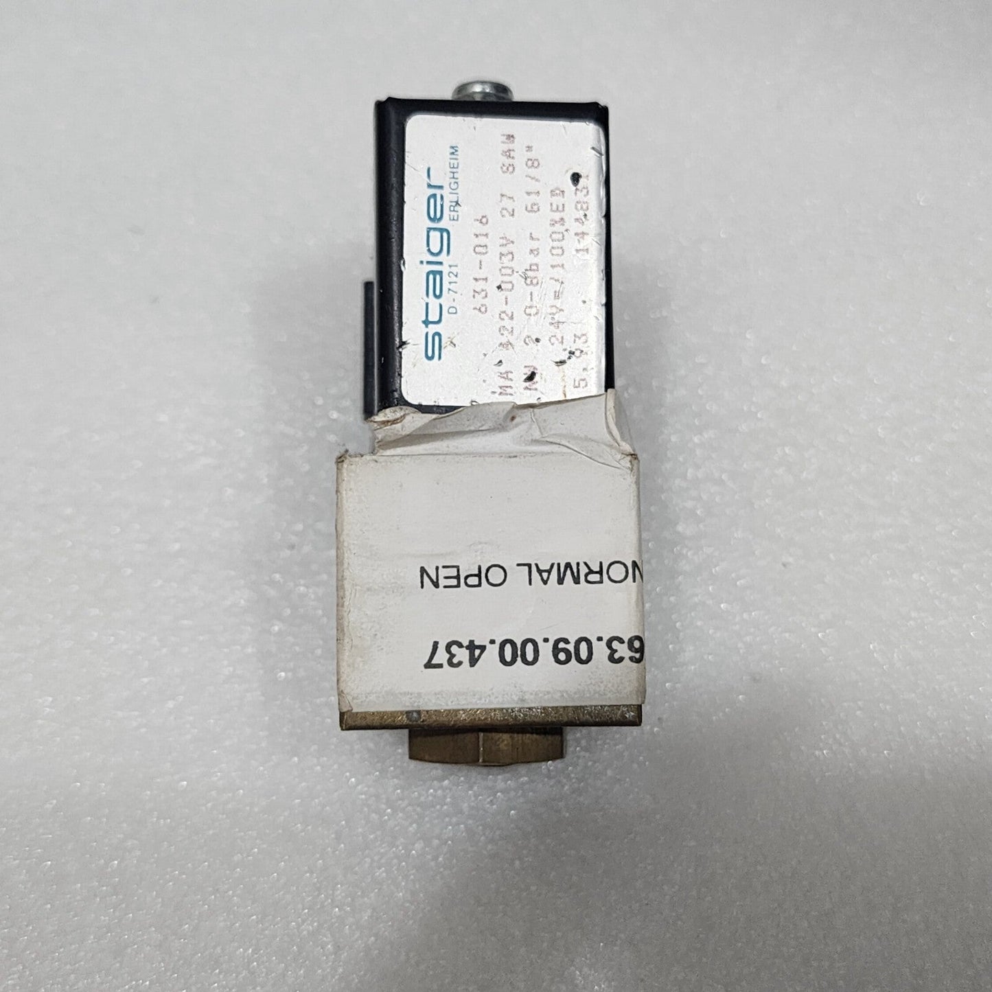 STAIGER 631-016 SOLENOID VALVE MA 422-003V  27 SAW 24VDC 0-8 BAR