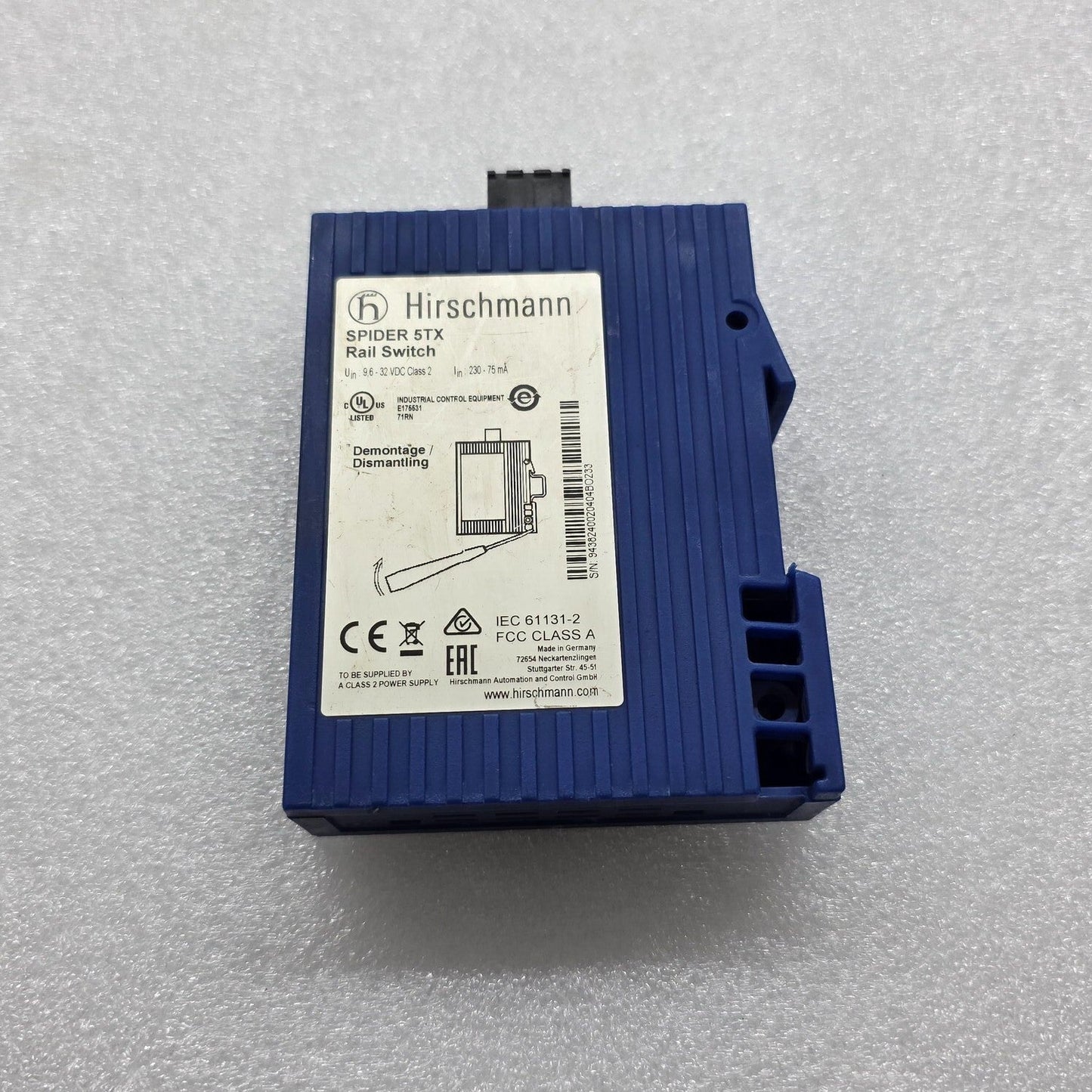 HIRSCHMANN SPIDER 5TX RAIL SWITCH 9.6-32VDC