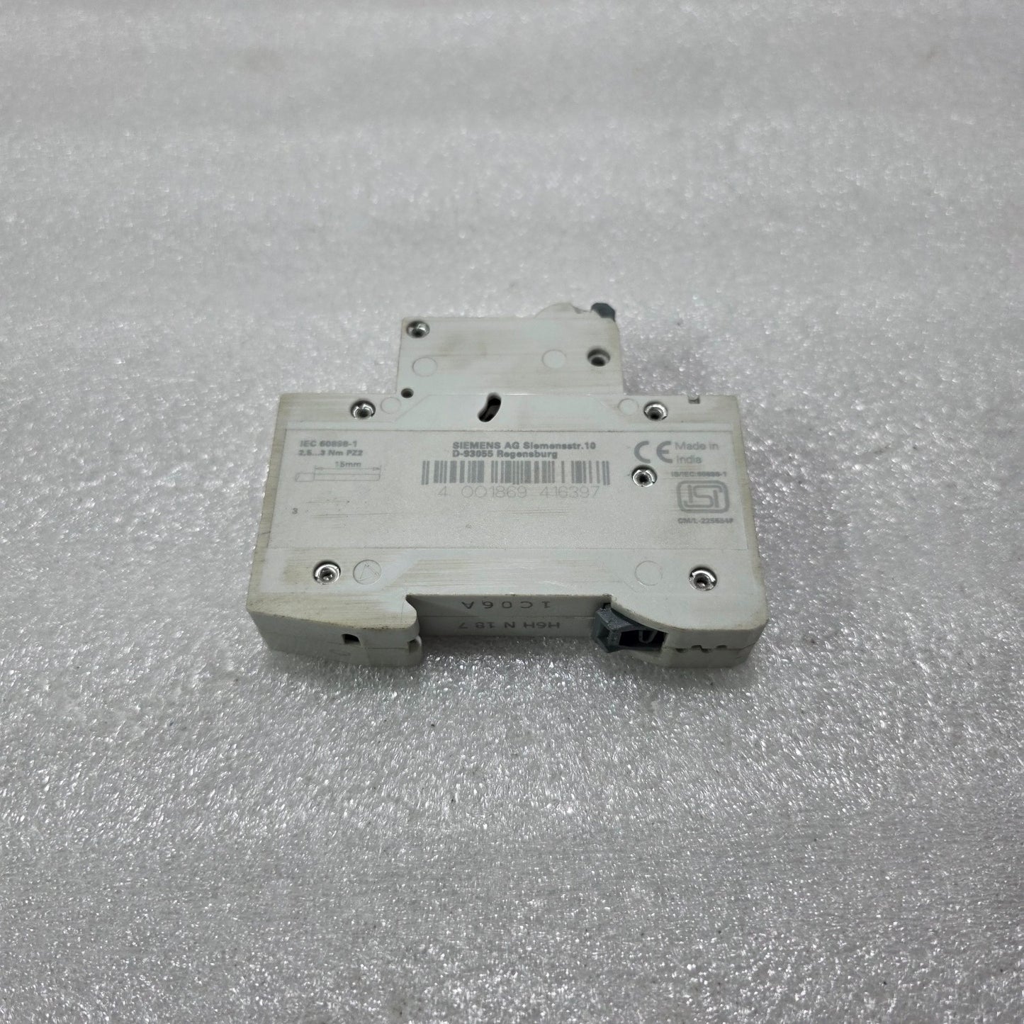 SIEMENS 5SL6106-7RC 1P 6A CURVE C 230/415V 7.5KA MCB CIRCUIT BREAKER