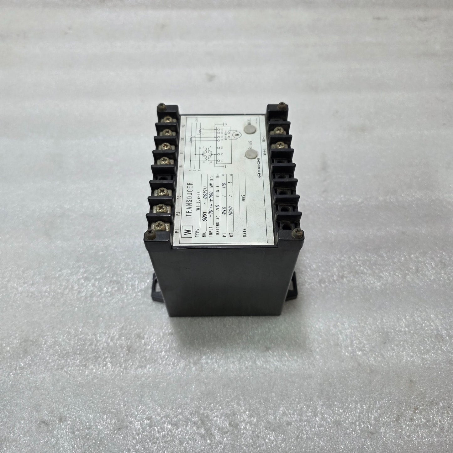 DAIICHI WT-83M-33 THREE PHASE WATT POWER TRANSDUCER 440V 1000/5A 110V