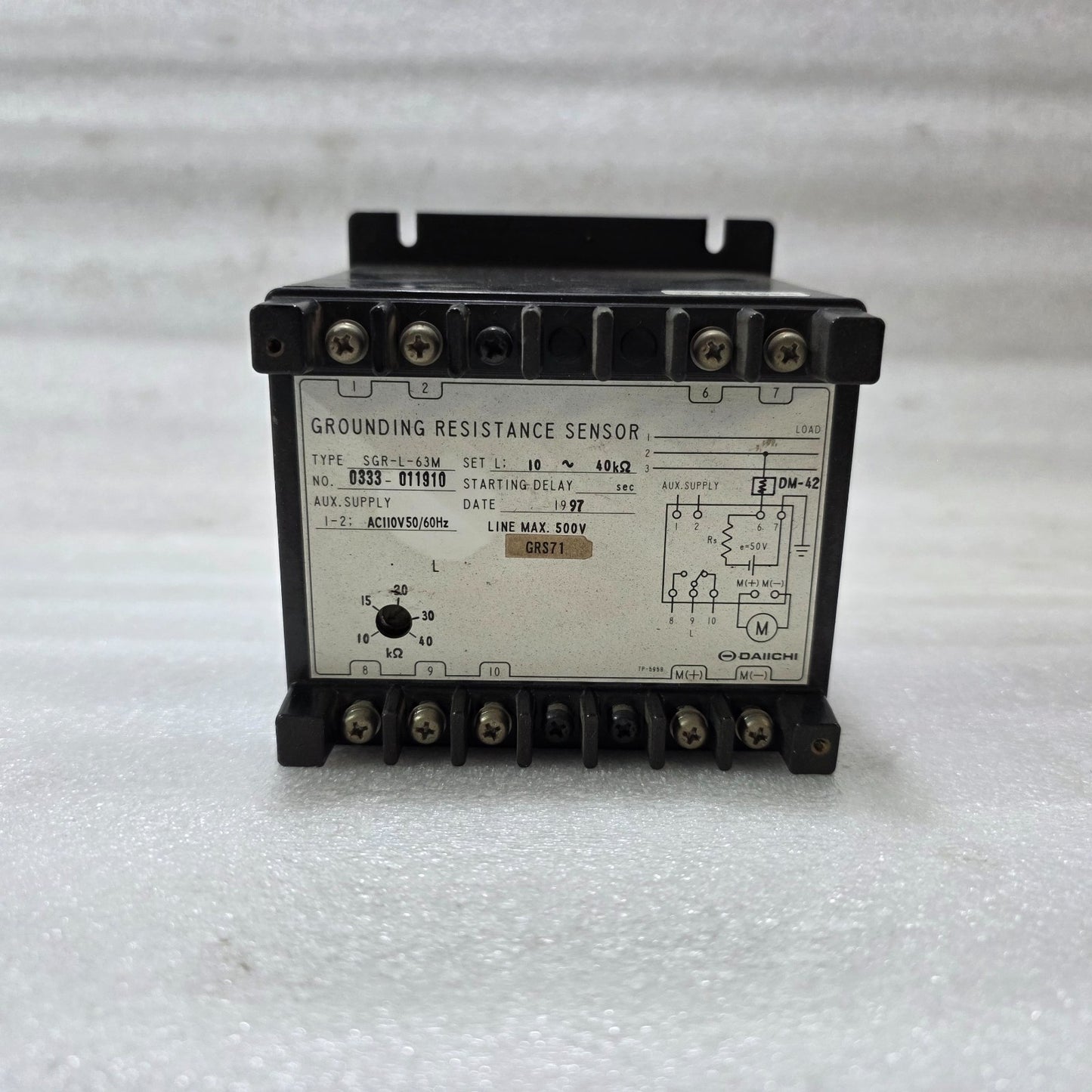 DAIICHI SGR-L-63M GROUNDING RESISTANCE SENSOR 10-40KΩ 500V AC110V