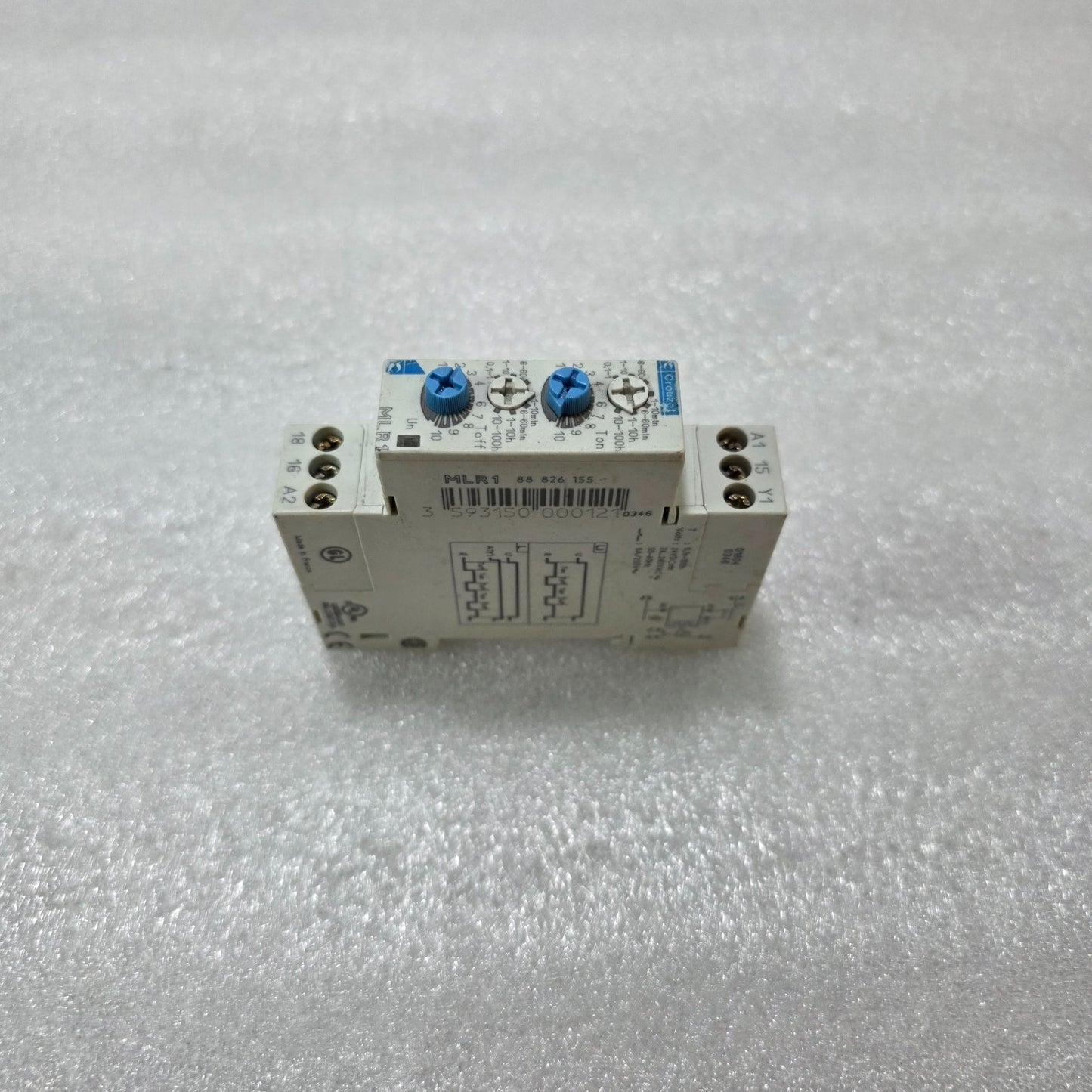 CROUZET MLR1 88 826 155 DIN RAIL ON/OFF DELAY TIMER RELAY 1C/O 24-240V AC/DC 0.1