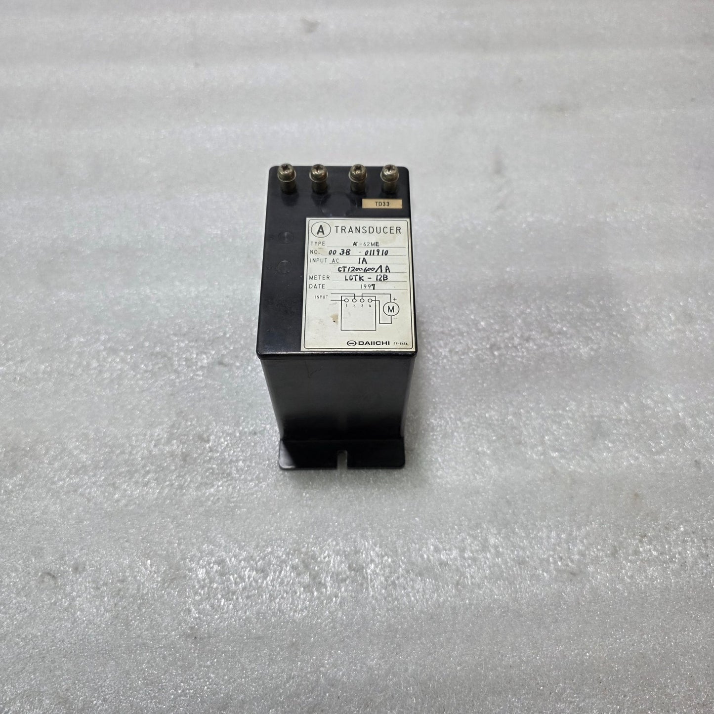 DAIICHI AT-62ME CURRENT TRANSDUCER CT 1200/600/1A INPUT 1A AC