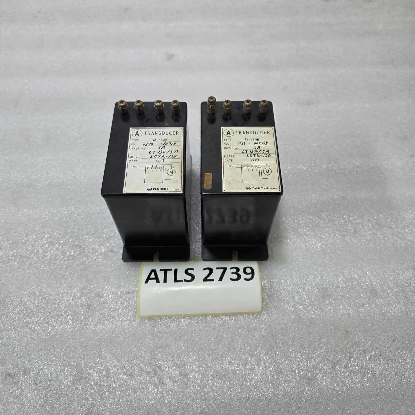 DAIICHI AT-62ME CURRENT TRANSDUCER CT 1200/5A INPUT 5A AC