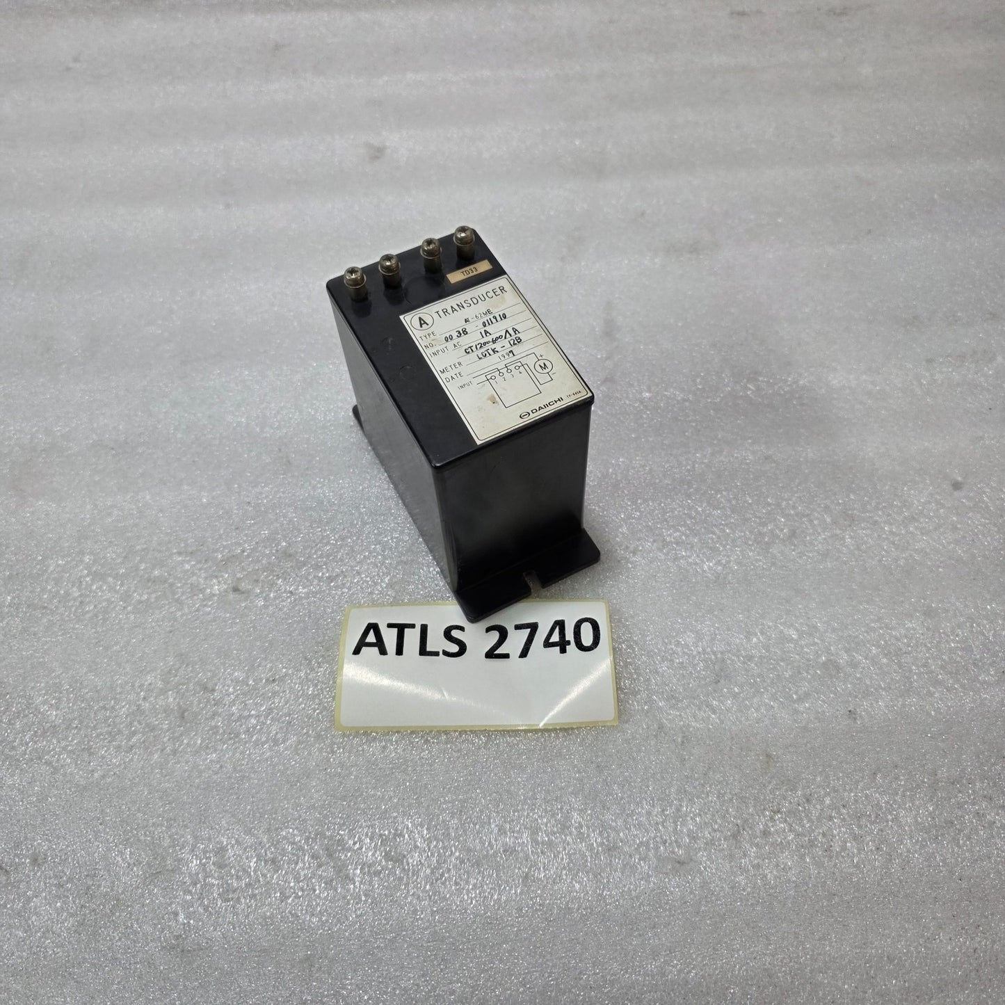 DAIICHI AT-62ME CURRENT TRANSDUCER CT 1200/600/1A INPUT 1A AC