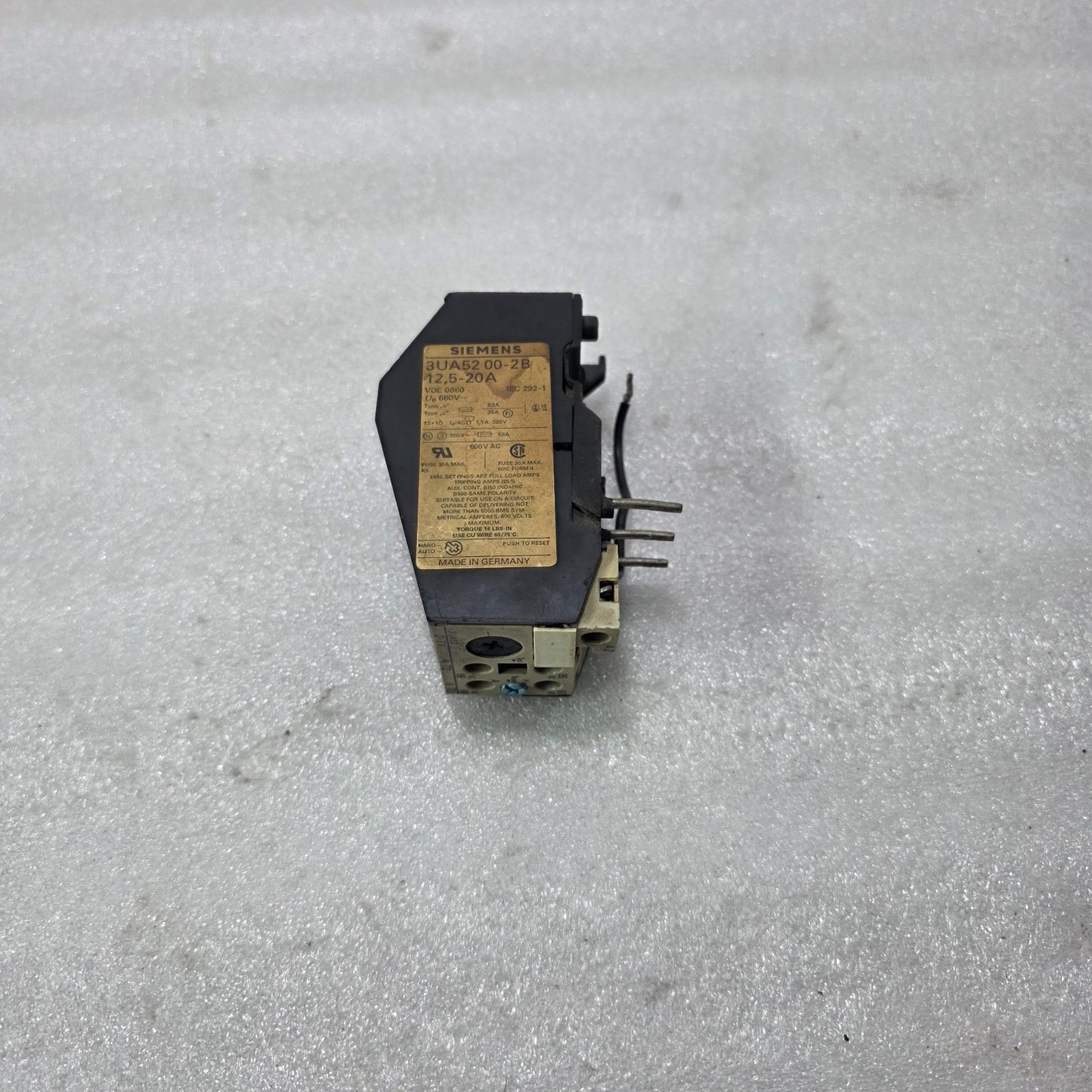 SIEMENS 3UA5200-2B THERMAL OVERLOAD RELAY 3 POLE 12.5-20A