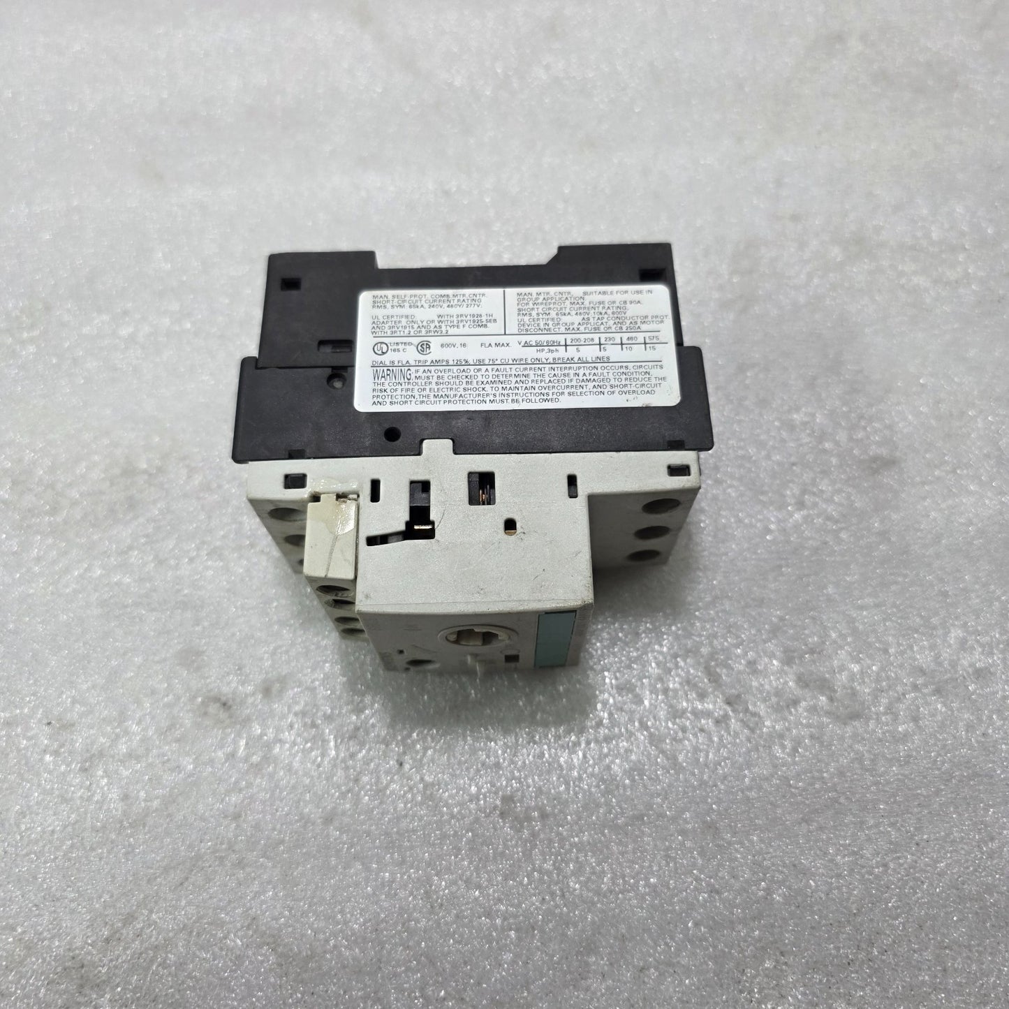 SIEMENS 3RV1021-4AA15 MOTOR PROTECTION CIRCUIT BREAKER 3 POLE CLASS 10 11-16A