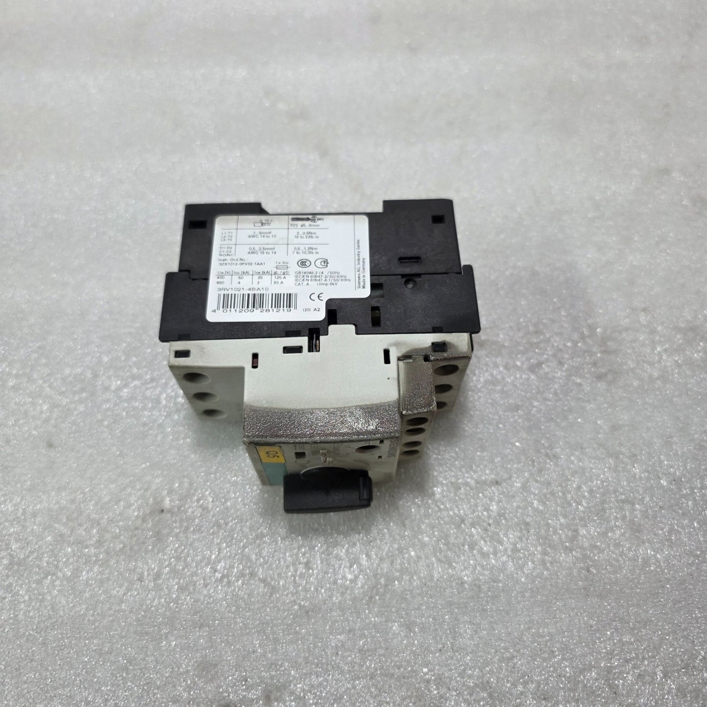 SIEMENS 3RV1021-4BA10 MOTOR PROTECTION CIRCUIT BREAKER 3 POLE CLASS 10 14-20A