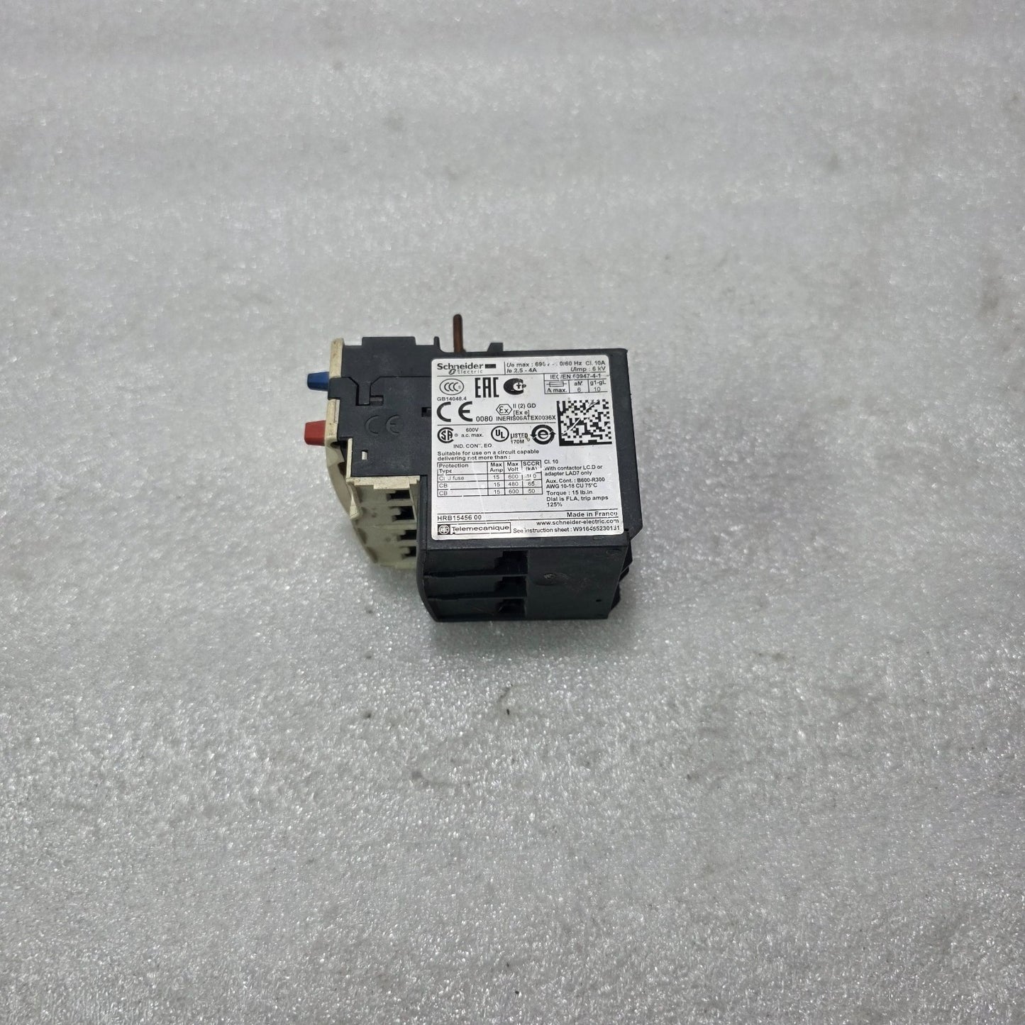 S ELECTRIC LRD08 TESYS THERMAL OVERLOAD RELAY 2.5-4A 690V CLASS 10