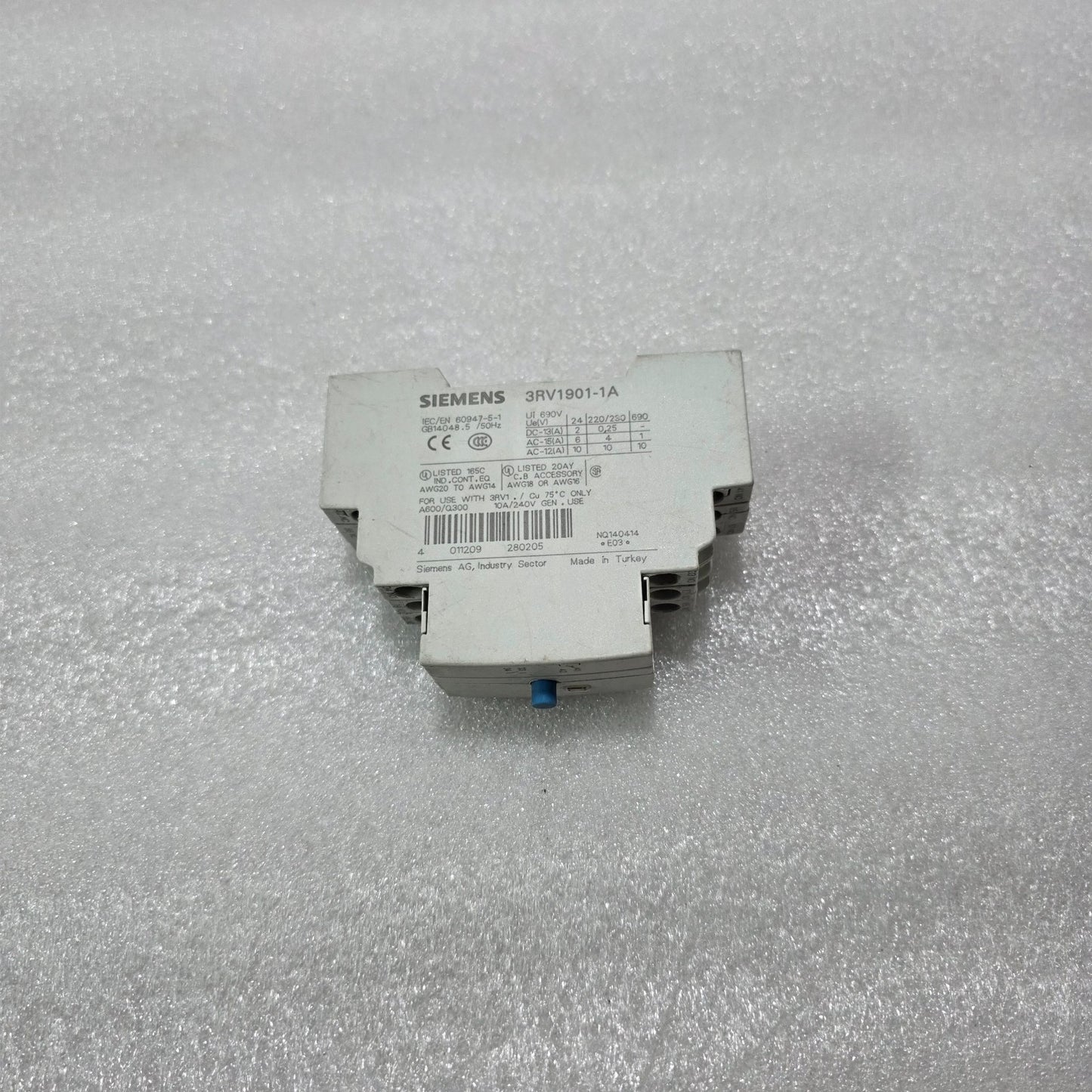 SIEMENS 3RV1901-1A AUXILIARY CONTACT BLOCK 3NO+3NC 690V FOR 3RV1 SERIES