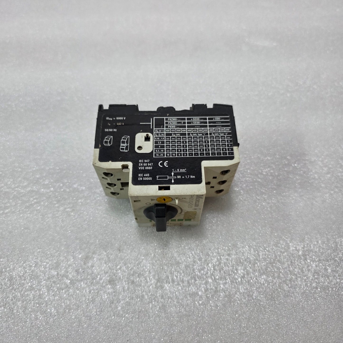 MOELLER PKZM0-0.63 MOTOR PROTECTIVE CIRCUIT BREAKER 0.4-0.63A WITH NHI11-PKZ0 AU