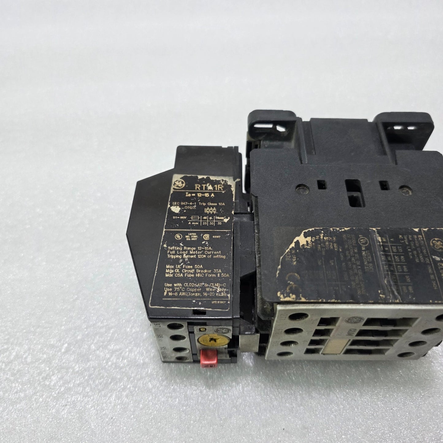 GE CL04A310M CONTACTOR WITH RTA1R THERMAL OVERLOAD RELAY 12-15A COMBINED UNIT