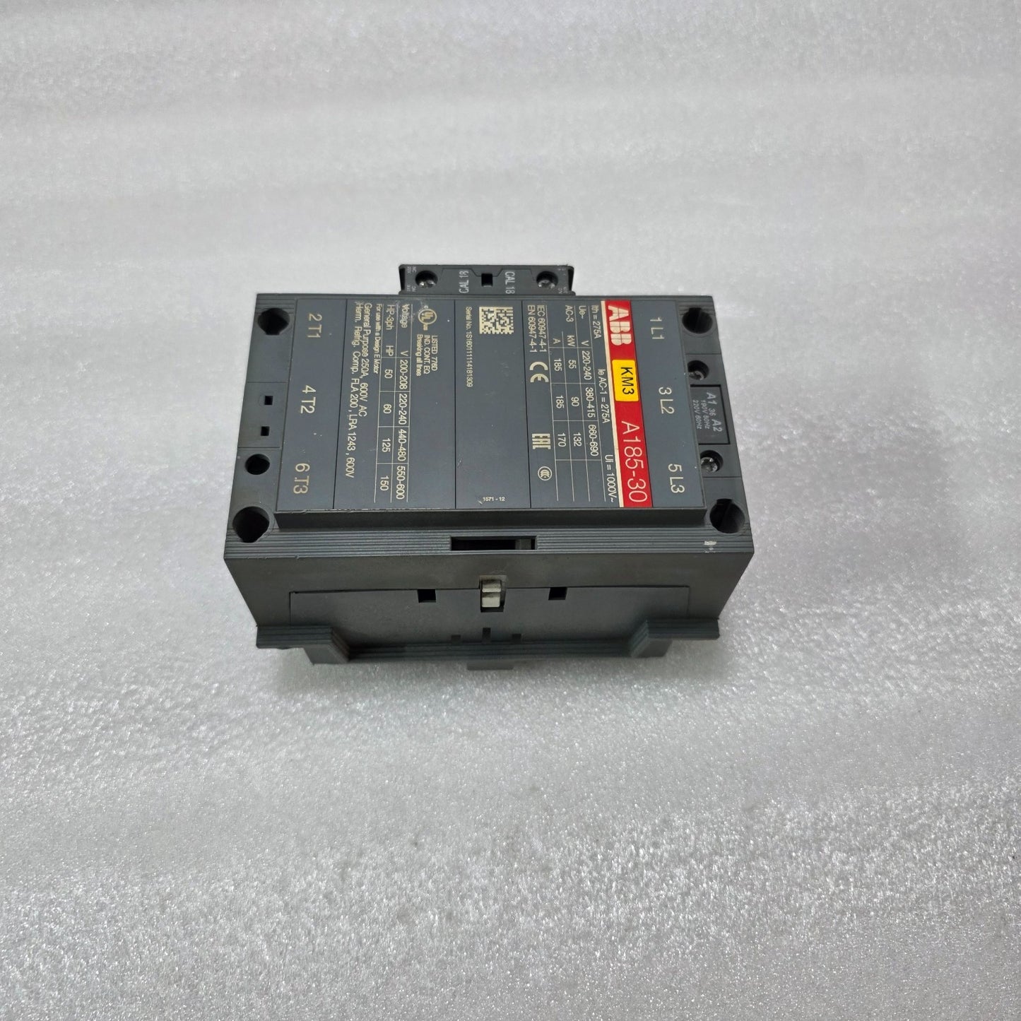 ABB A185-30 AC CONTACTOR 185A 275A 690V + CAL18-I1 AUX CONTACT IEC60947