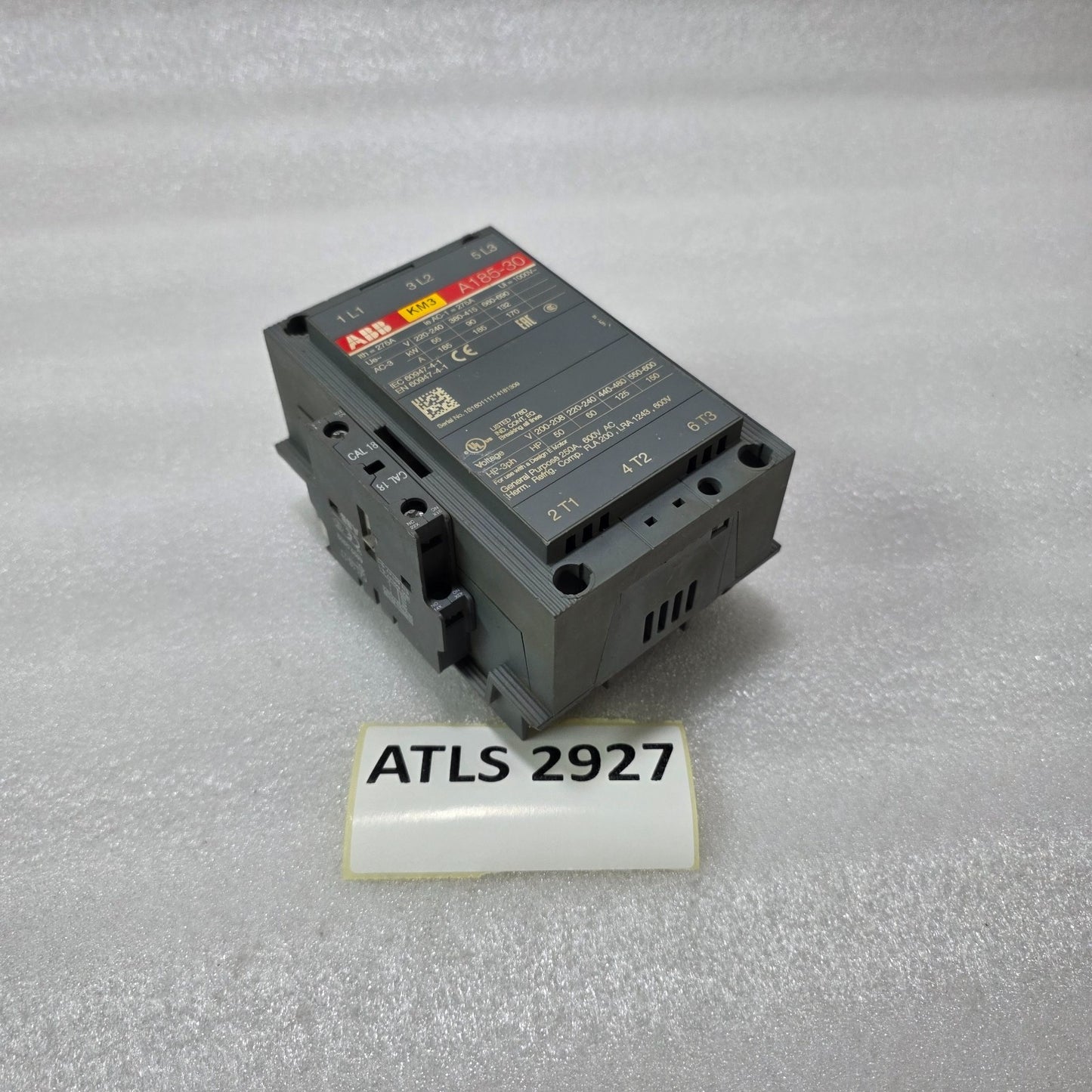ABB A185-30 AC CONTACTOR 185A 275A 690V + CAL18-I1 AUX CONTACT IEC60947